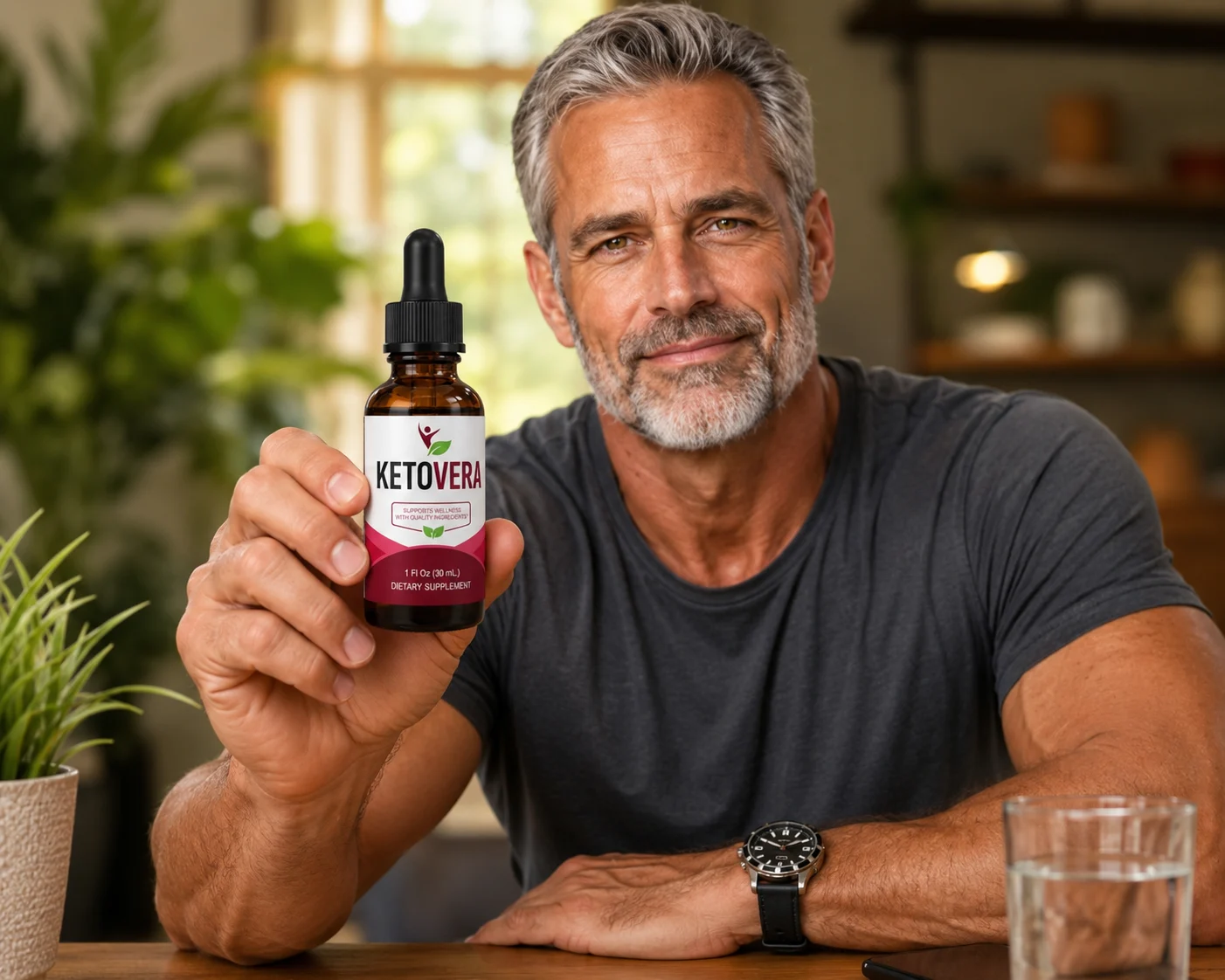 KetoVera bottle held in a lifestyle setting